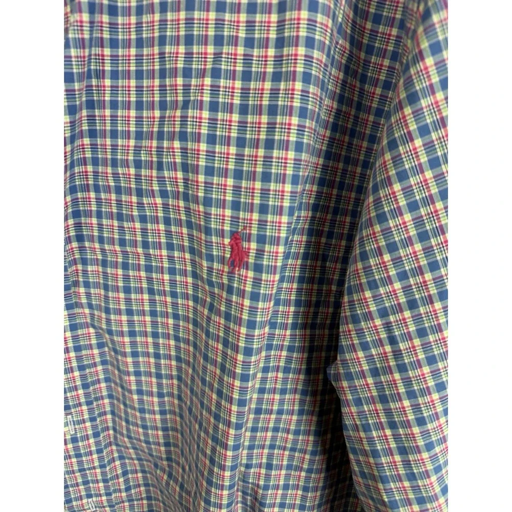 Polo Ralph Lauren Shirt Mens 3XB Big Plaid Long Sleeve Pink Blue Button Up Pony
